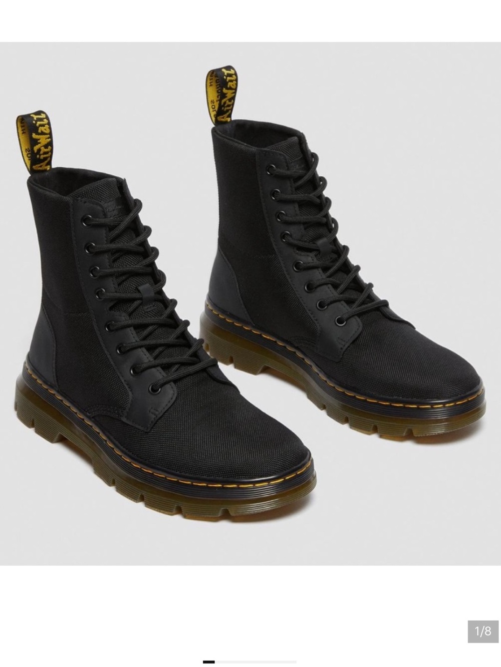 Dr. Martens Combs Poly Casual Black Canvas Ankle Boots Shoes Womens Size 7 - Picture 2 of 8